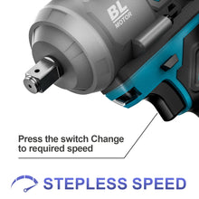 Gisam impact wrench detail, stepless speed switch control close-up