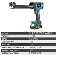 Gisam electric caulking gun specifications detail in black and white