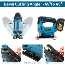 Gisam jig saw bevel cutting angle detail, blue and black ergonomic design