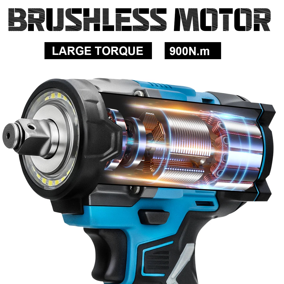 Gisam impact wrench in use from multiple angles, gloved hands lifestyle