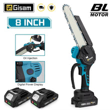 Gisam 8 inch chainsaw black and blue, one-handed cordless view