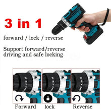 Gisam cordless electric screwdriver 3-in-1 detail, forward/lock/reverse controls