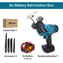 Gisam packaging view without battery set, blue and black box on white