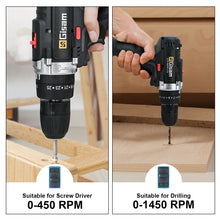 21V cordless impact drill lifestyle close-up with ergonomic handle in black and red