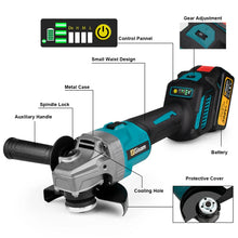 Gisam angle grinder close-up, grinding disc detail with sparks