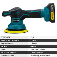 Gisam cordless car polisher black-blue ergonomic design close-up with digital display
