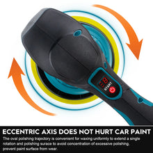 Gisam cordless car polisher detail of eccentric axis and ergonomic grip