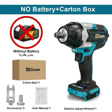 Gisam impact wrench packaging without battery, black and blue with included items