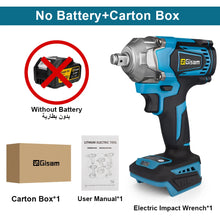 Gisam impact wrench in carton box, no battery included on white background