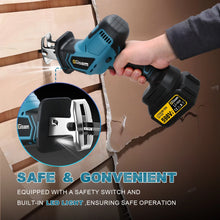 Gisam reciprocating saw safety switch and brushless motor detail (close-up)