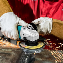 Gisam angle grinder lifestyle use, person cutting wood with gloves