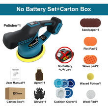 Gisam polisher battery compartment close-up with sanding pad and indicator