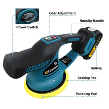 Gisam polisher gear adjustment detail with battery indicator and polishing pad