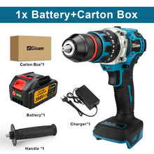 Gisam 13mm brushless drill packaging, one battery and charger included