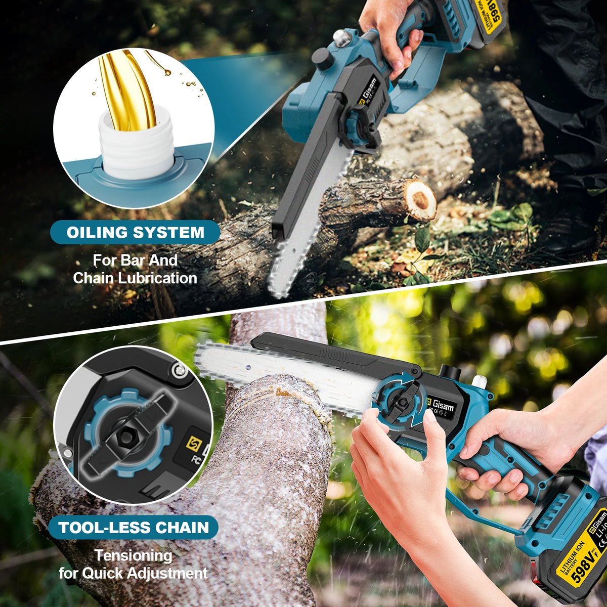 Gisam blue-black pole saw feature detail close-up