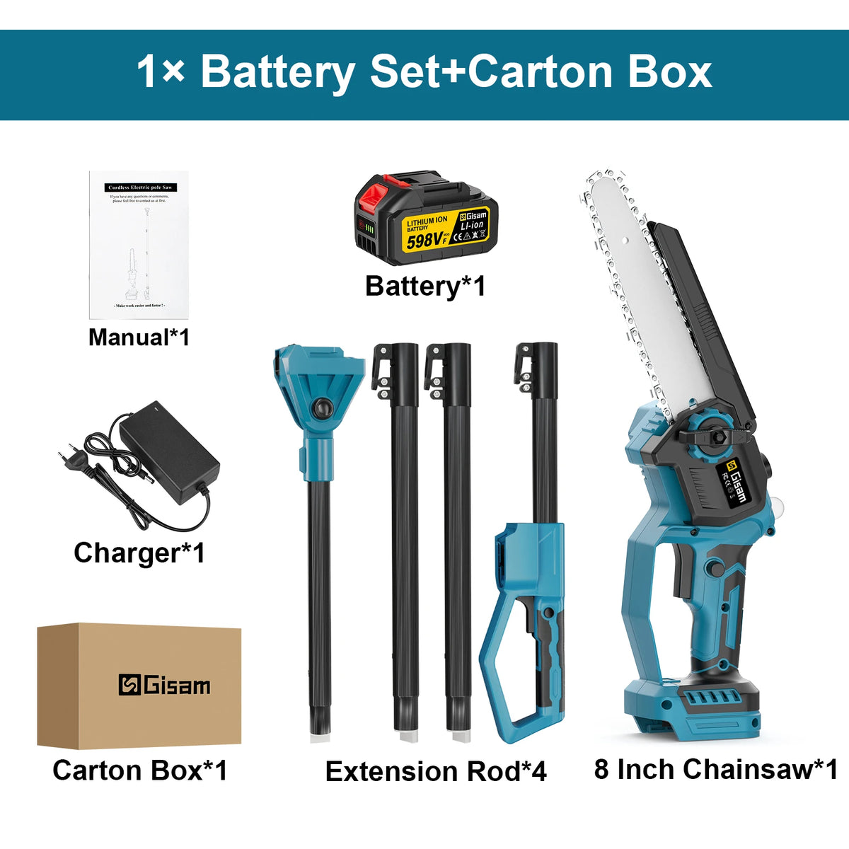 Gisam battery set and carton box packaging view