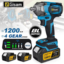 Gisam impact wrench blue-black detail close-up, brushless 1200 Nm torque