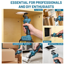 Gisam cordless drywall cutter lifestyle in use, blue and black