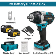 Gisam impact wrench kit packaging, black and blue with accessories