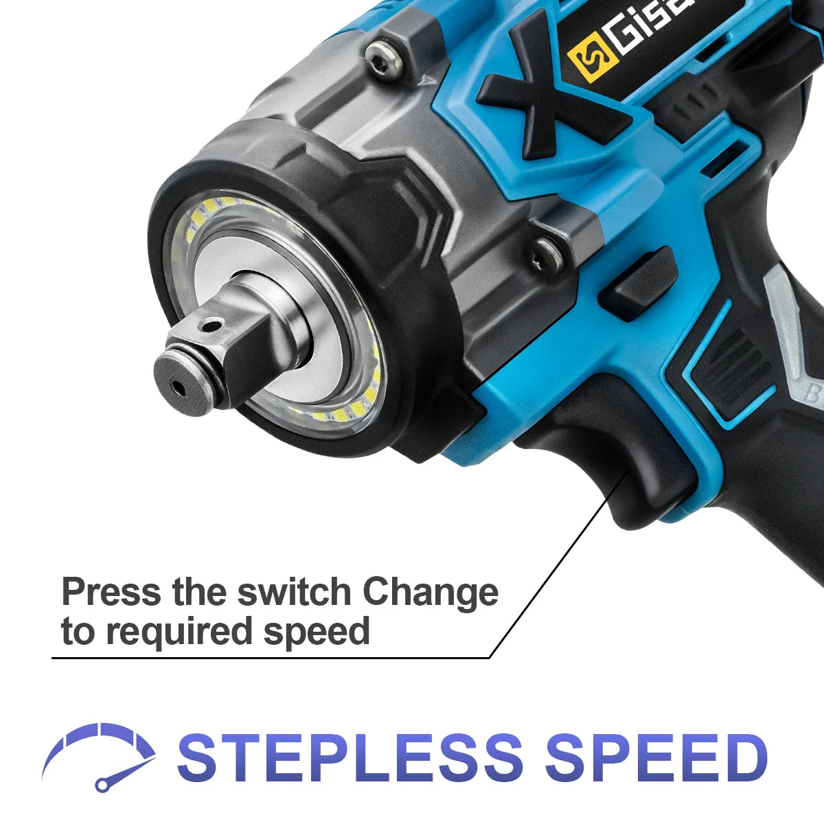 Gisam cordless impact wrench stepless speed control detail