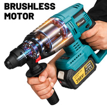 Gisam brushless motor drill detail, blue and black high-efficiency design
