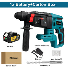 Gisam cordless drill with battery included in carton box, blue and black
