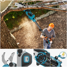 Gisam 4 in 1 tool in use, man wearing helmet with blue-black kit (lifestyle)