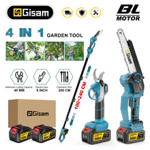Gisam 4 in 1 tool packaging, blue and black attachments on white (front view)