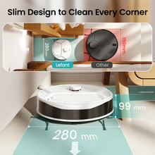 Lefant robot vacuum close-up, slim design in white and black