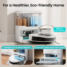 Lefant robot vacuum lifestyle shot, white and blue with smart technology
