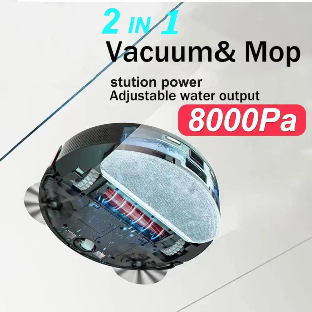 Arnagar S9 robot vacuum front view, black with 8000Pa suction