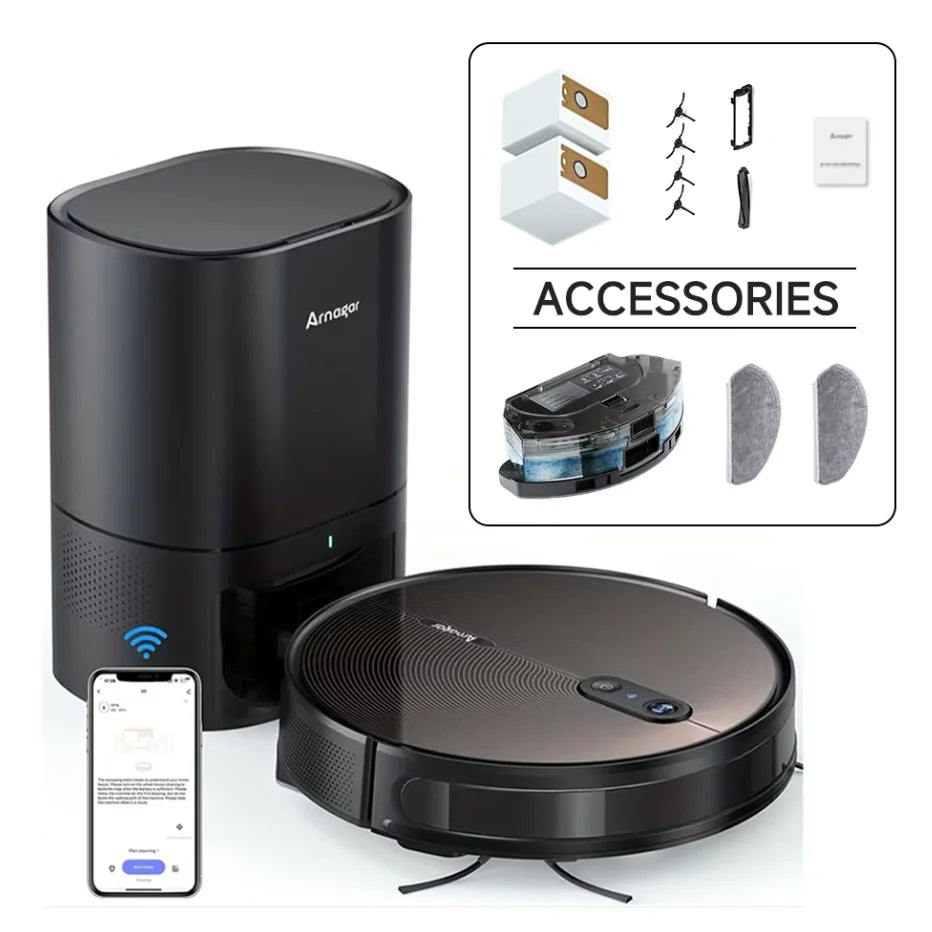 Arnagar S9 robot vacuum packaging, accessories and remote control