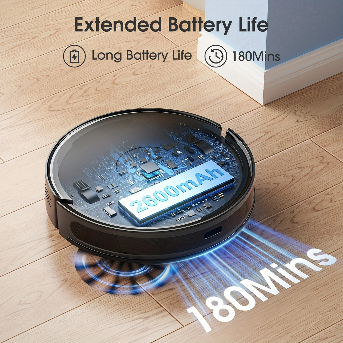 Lubluelu B40 Plus robot vacuum black with extended runtime feature