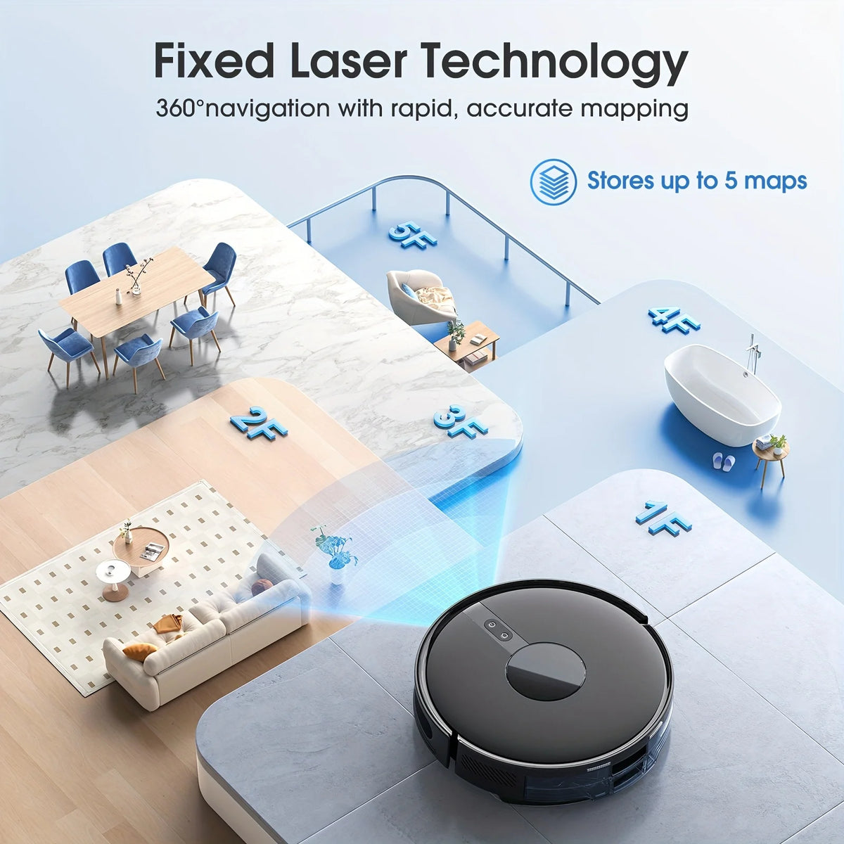 Lubluelu B40 Plus robot vacuum black laser mapping technology view