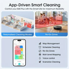 Lubluelu B40 Plus app control screen with colorful smart cleaning UI