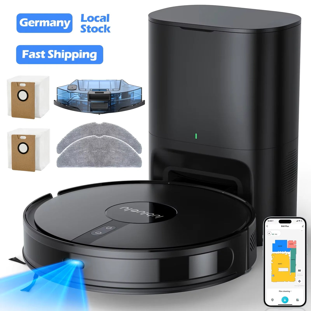 Lubluelu B40 Plus robot vacuum dock self-emptying smart mapping view