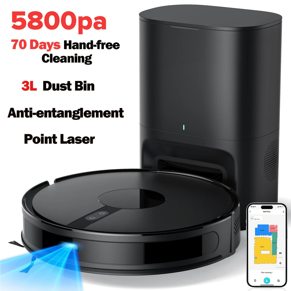 Lubluelu B40 Plus robot vacuum black self-emptying dock view
