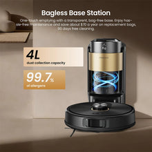 Proscenic Q20 Plus robot vacuum detail showing 4L dust capacity