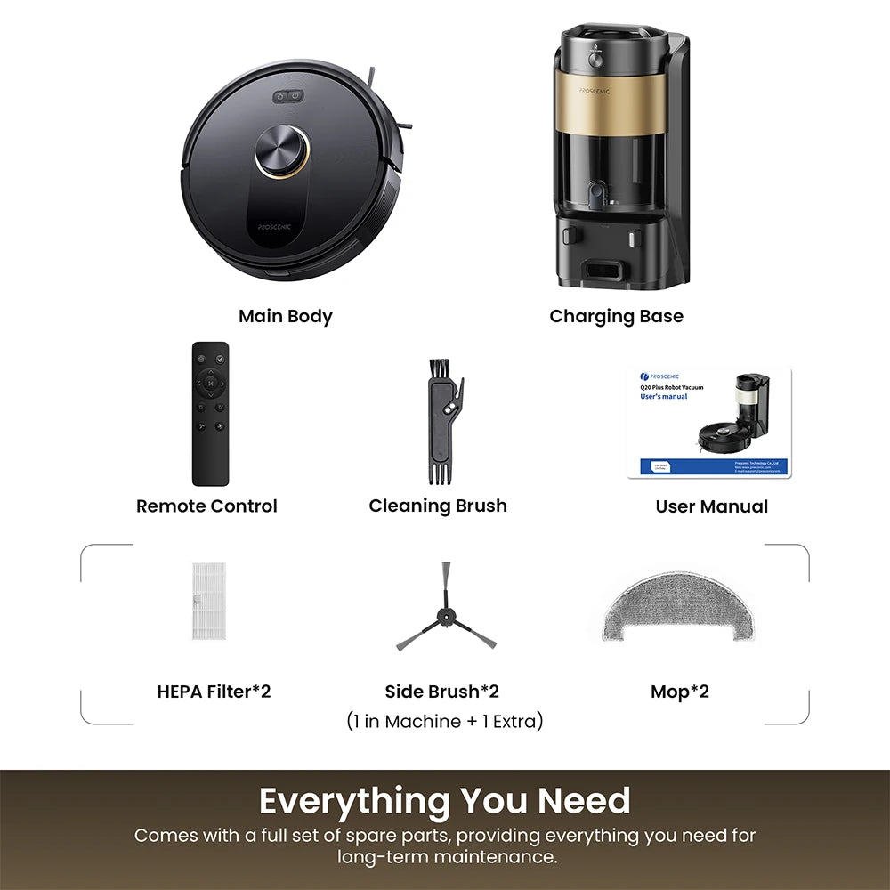 Proscenic Q20 Plus robot vacuum in action self-charging navigation path