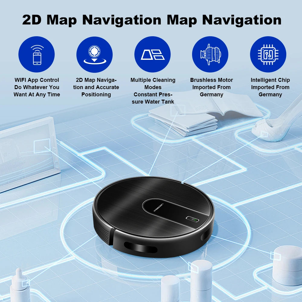 App control interface detail with smart floor plan on blue and white screen