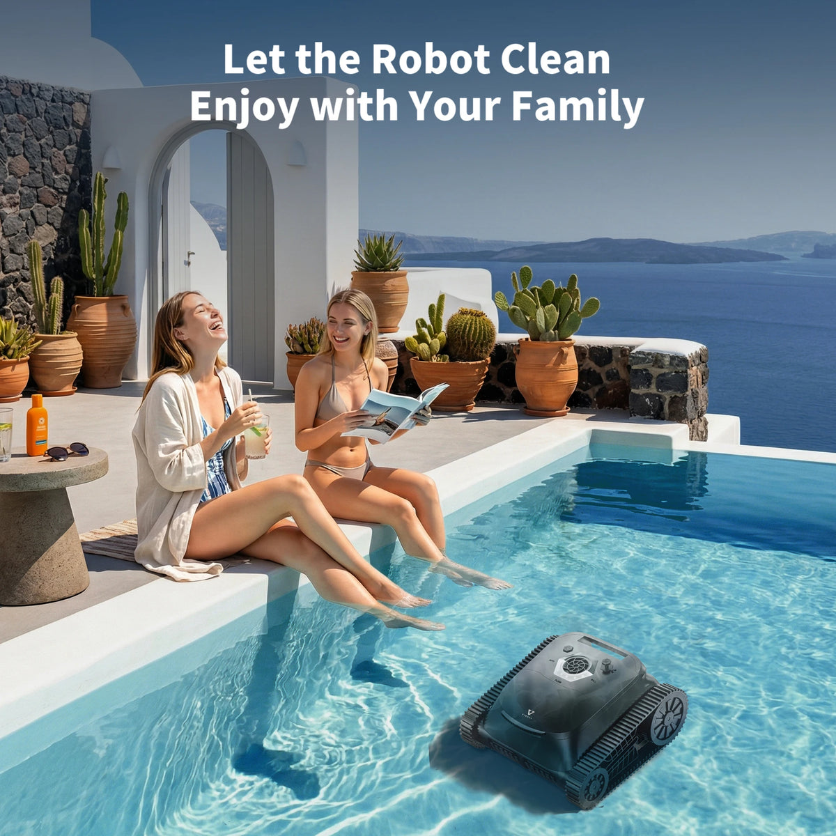 VIREAL SP5 robotic pool vacuum front view, black control panel