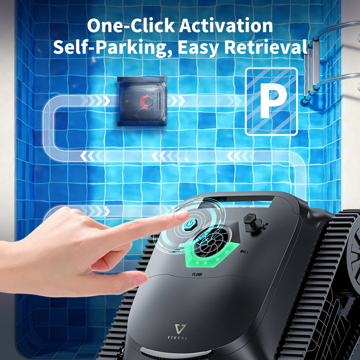 VIREAL SP5 control panel detail, one-click activation and self-parking