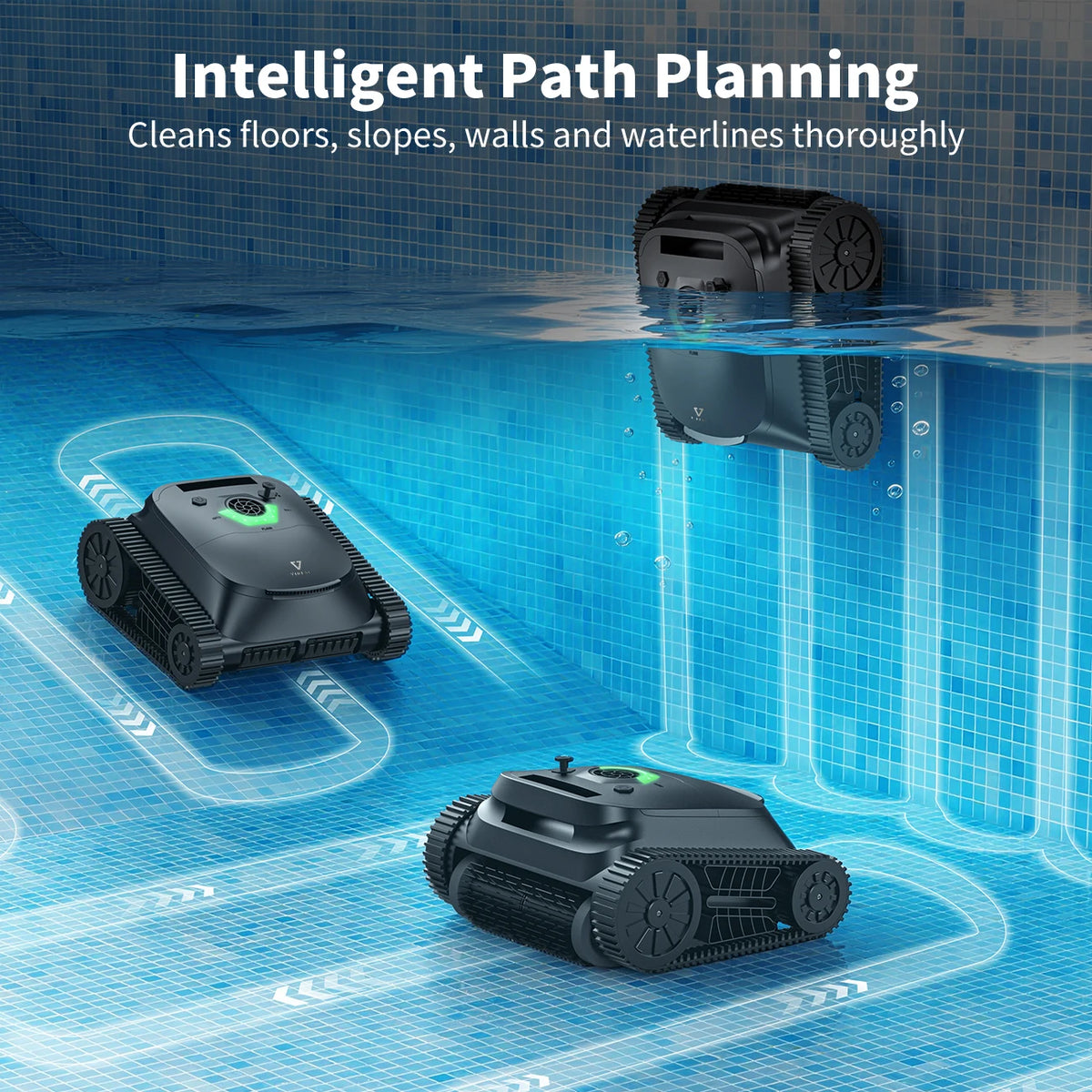 VIREAL SP5 robotic pool cleaner, intelligent path planning close-up