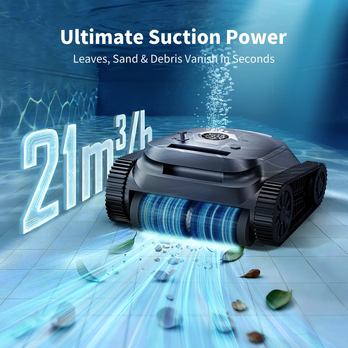VIREAL SP5 robotic pool cleaner in natural setting, suction detail