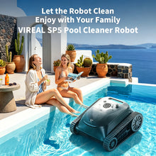 VIREAL SP5 lifestyle shot with black-and-green pool cleaner in pool