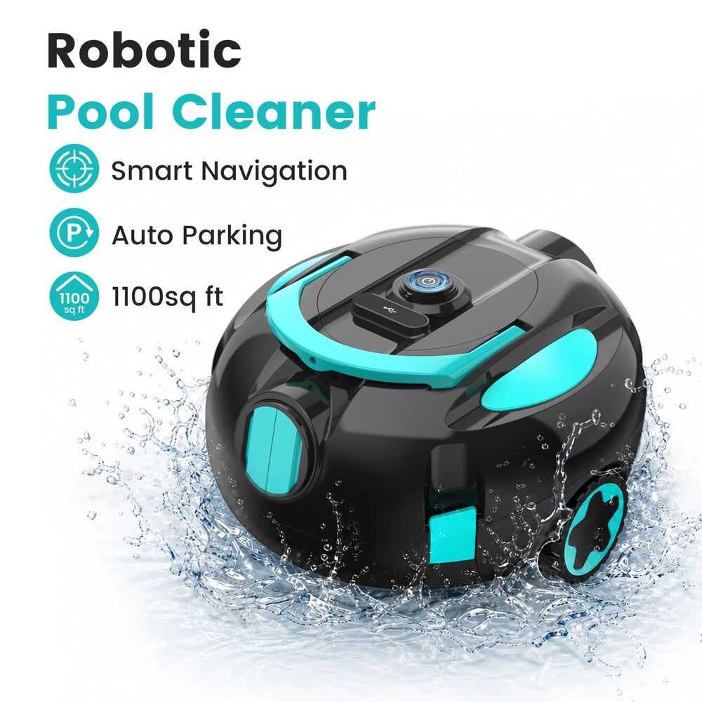 Vastorm cordless pool cleaner black-blue detail close-up, smart navigation auto parking