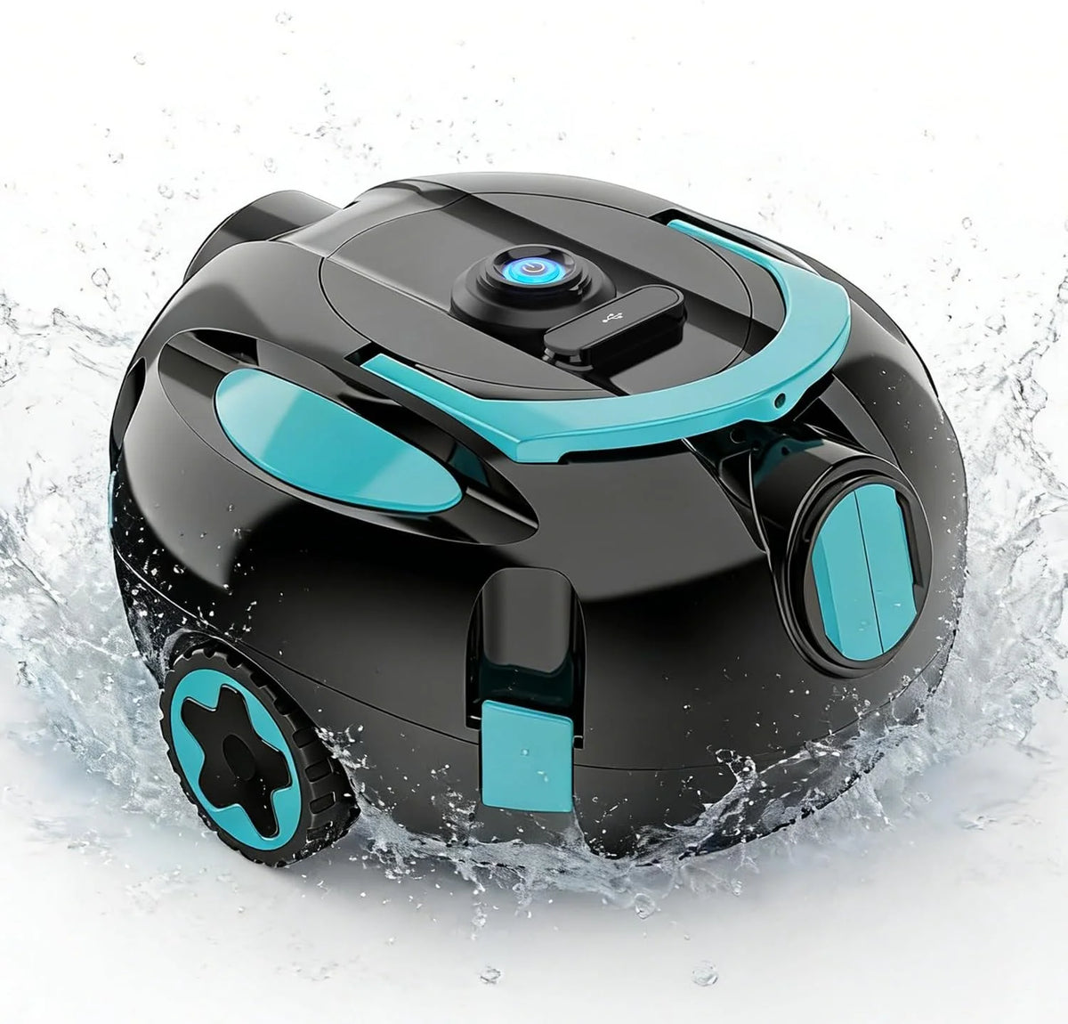 Vastorm black and teal water-resistant speaker detail, compact design