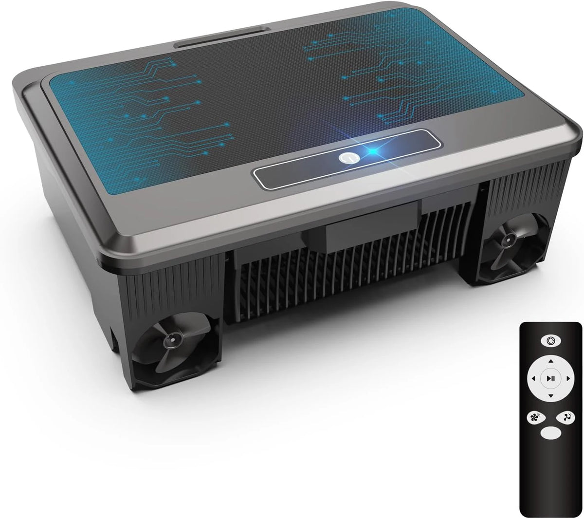 Vastorm robotic pool cleaner front view, compact design with remote control display