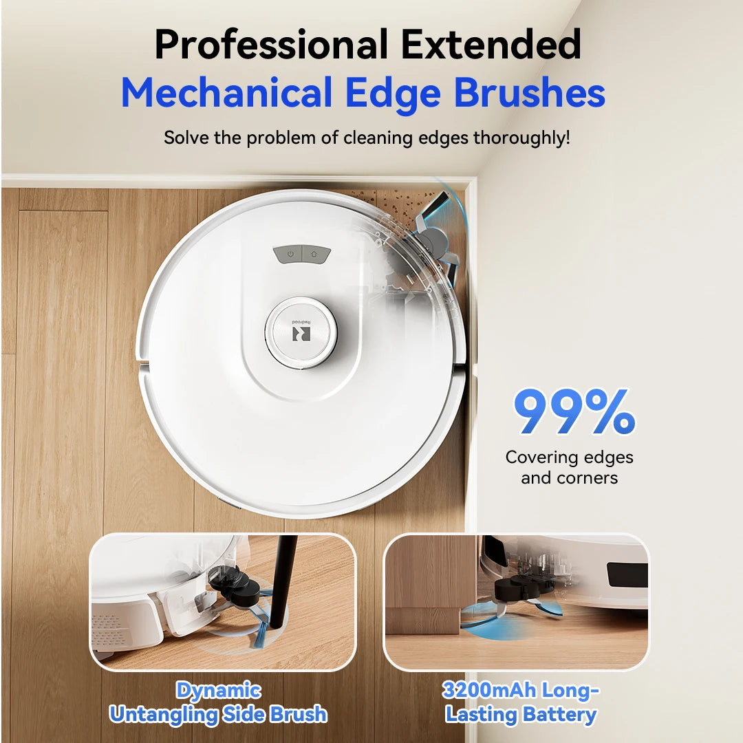 Redroad R11 edge brush detail in white and blue, mechanical cleaning