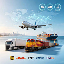 AIWEIYA logistics illustration with blue, white, orange, red transport icons